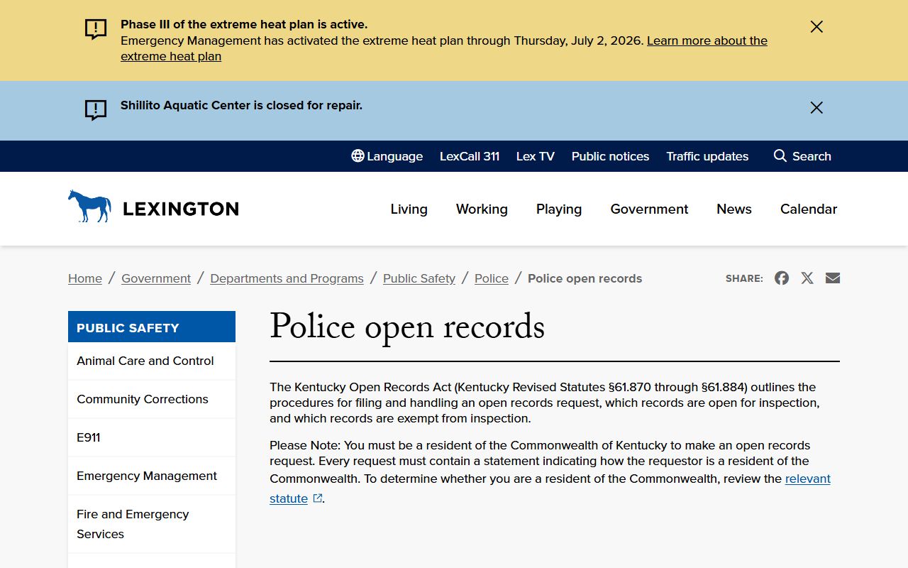 Fayette County arrest records Lexington Police open records source