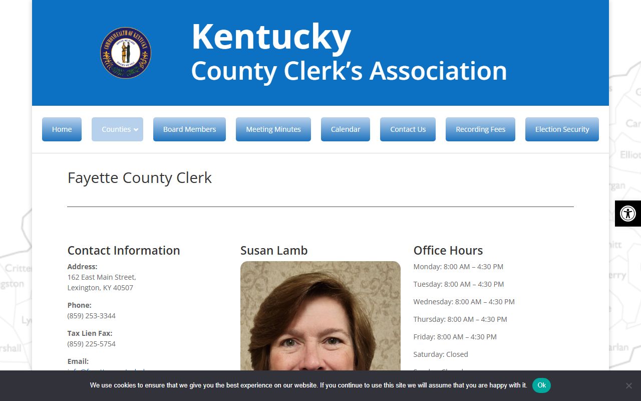 Fayette County Court records County Clerk directory entry
