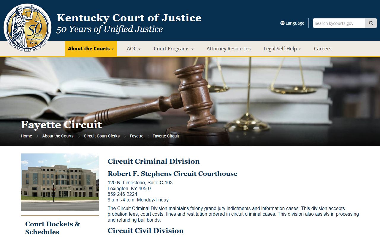 Fayette County Court records Circuit Court division page