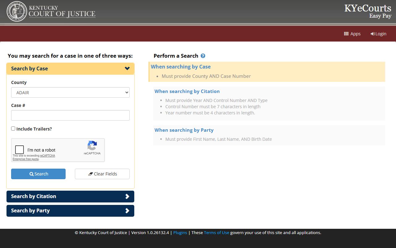 Fayette County Court records KYeCourts Easy Pay search portal