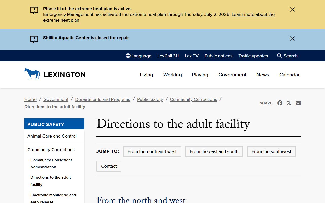 Fayette County inmate records directions to adult detention facility