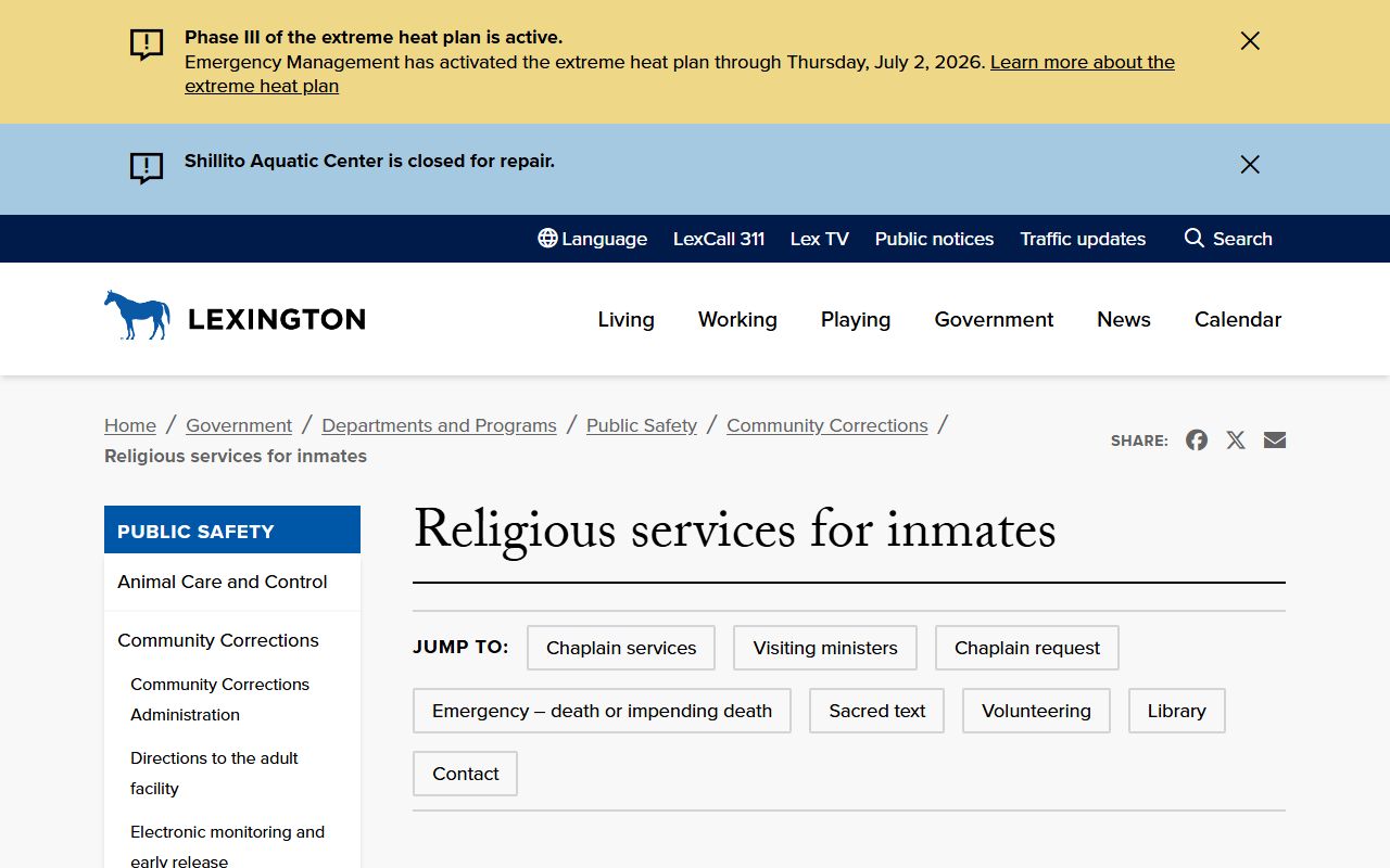 Fayette County inmate records religious services and chaplain contact