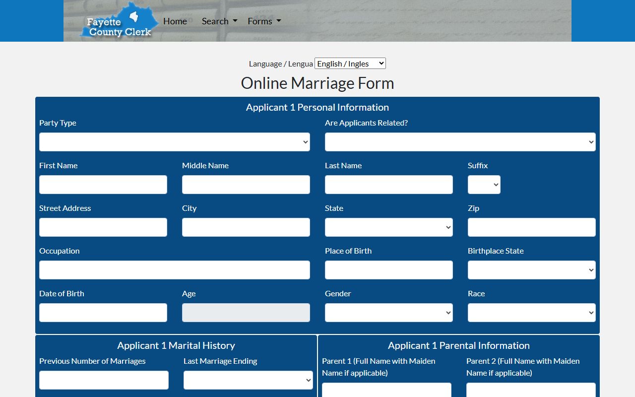 Fayette County marriage records online marriage license application