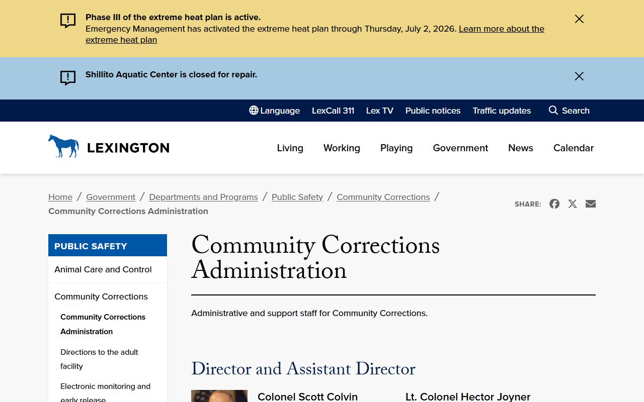 Fayette County traffic court records Community Corrections administration contact
